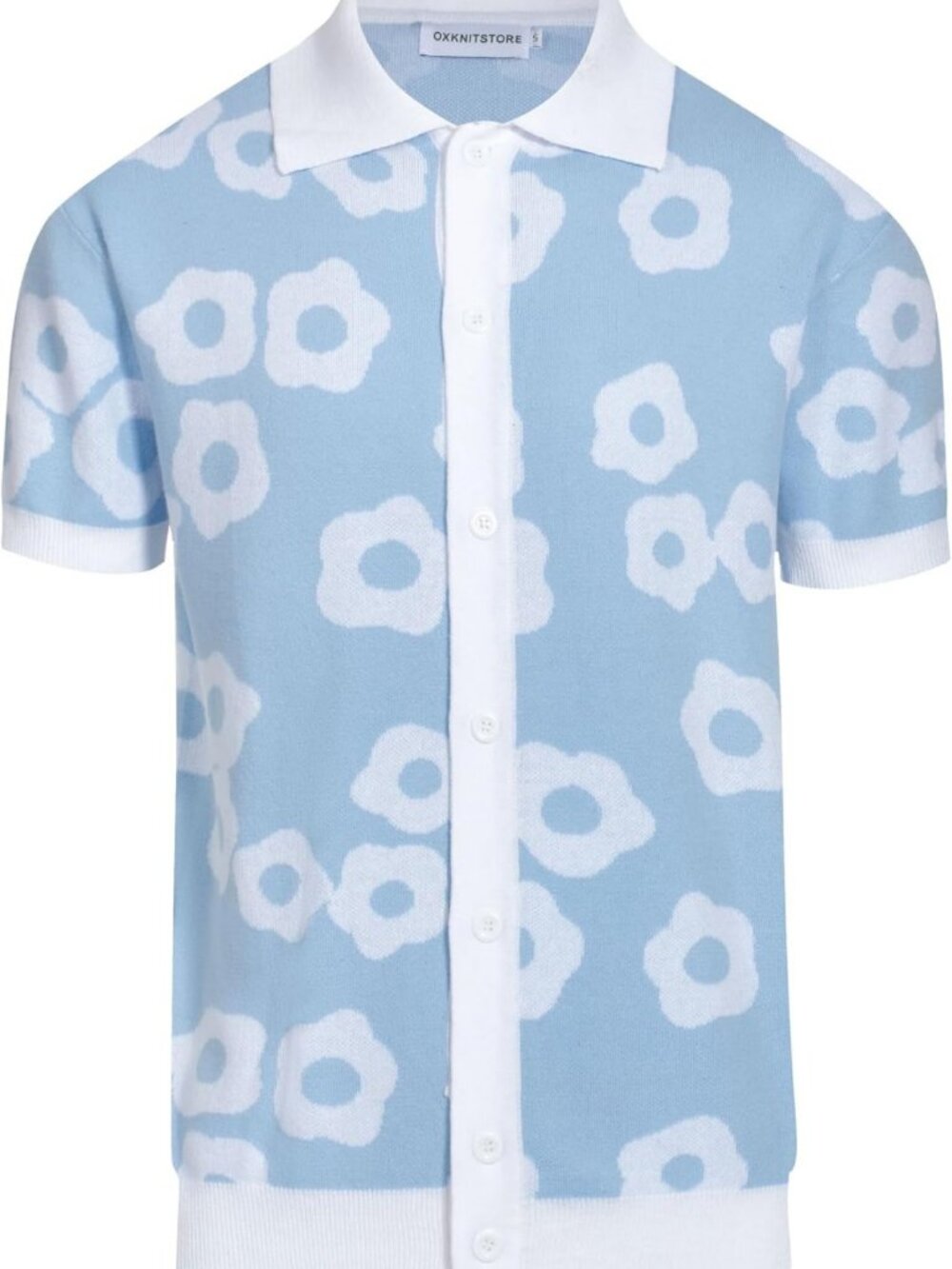Men's Vintage Floral Knit Polo Shirt - Casual Short Sleeve Golf Top
